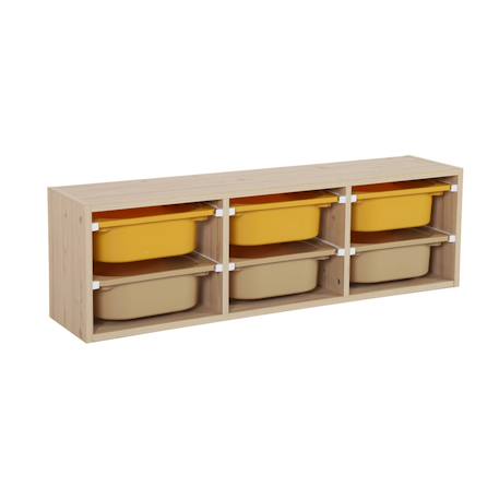 Sora - children's storage unit with 6 storage bins Moutarde+Vert olive 2 - vertbaudet enfant 