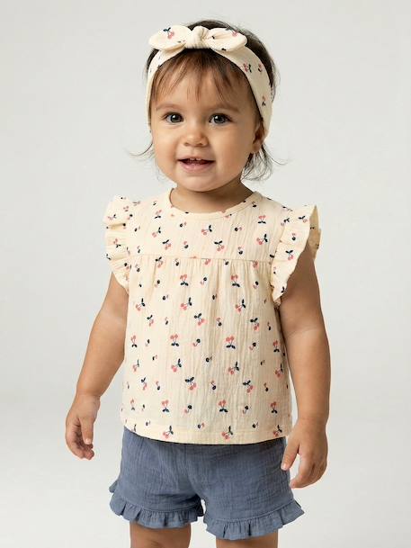 Ensemble bébé fille T-shirt short bandeau bleu ardoise 9 - vertbaudet enfant 