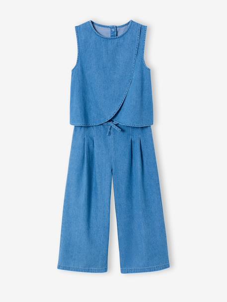 Fille-Ensemble pantacourt top denim léger