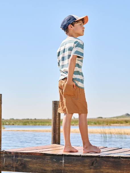 Bermuda garçon en twill anthracite+camel 11 - vertbaudet enfant 