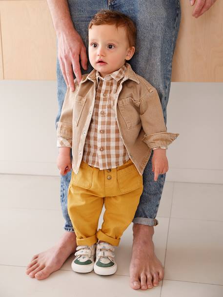 Surchemise bébé pressionnée sable+taupe 15 - vertbaudet enfant 