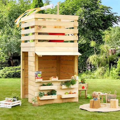 Cabane tour en bois avec comptoir et bac à sable shopping Marron 2 - vertbaudet enfant 