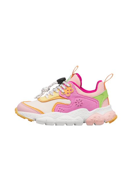 Sneakers en simili cuir et tissus technique doi junior Gris-blanc+Rose-blanc crème 8 - vertbaudet enfant 