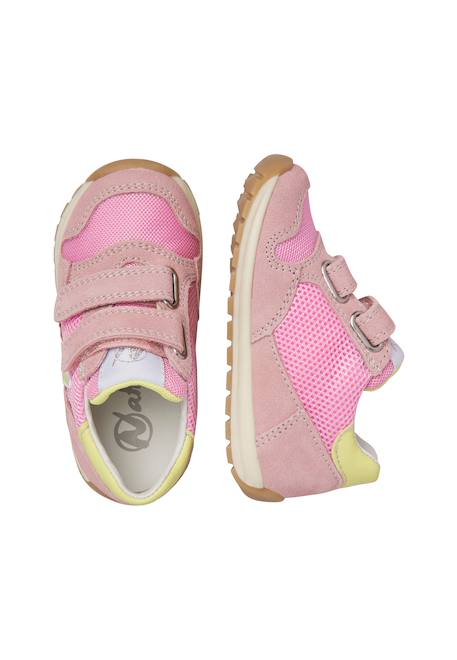 Sneakers en cuir et tissu sammy 3 vl. Beige-vert+Bleu foncé-orange+Céleste-jaune+Fuchsia-vert+Gris-bleu+Rose-fuchsia+Rose-jaune+Rouge-vert+Sage-rose 34 - vertbaudet enfant 