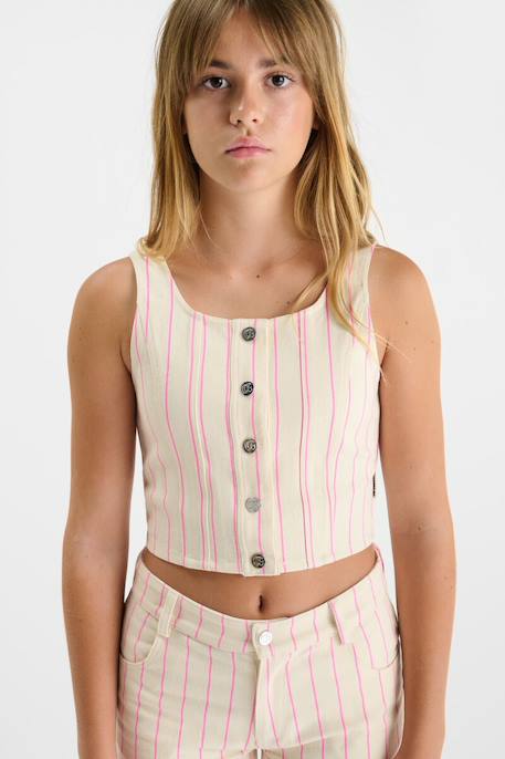 Top en jeans laifgi Pink fluo 6 - vertbaudet enfant 