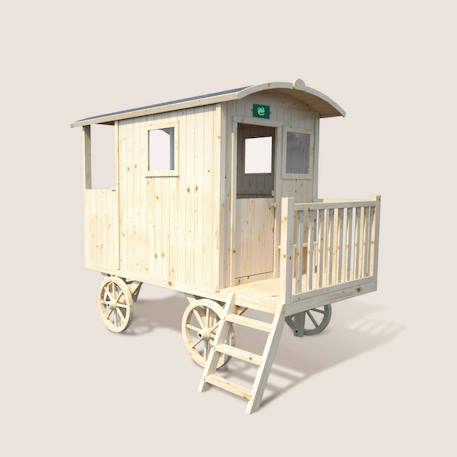 Cabane roulotte en bois sur pilotis pour enfants carry Marron 2 - vertbaudet enfant 