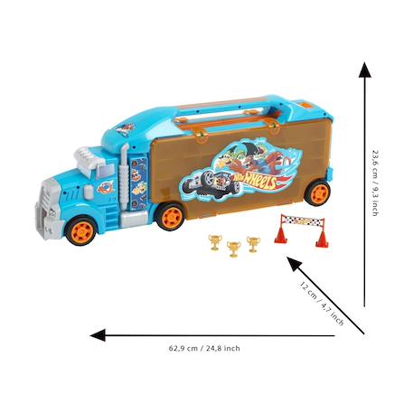 Hot wheels - camion-mallette de transport Bleu et orange 3 - vertbaudet enfant 