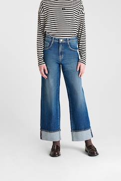 Jeans droite revers, longueur 34  - vertbaudet enfant