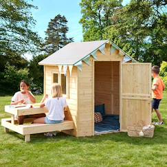 Jouet-Cabane en bois avec table pique-nique tiana