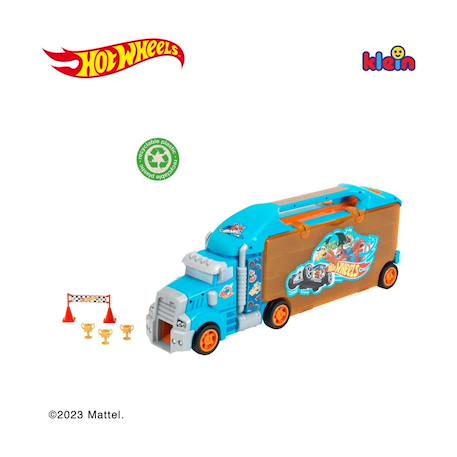 Hot wheels - camion-mallette de transport Bleu et orange 4 - vertbaudet enfant 