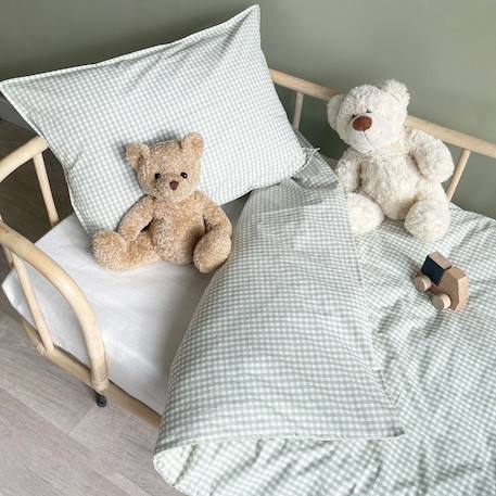 Parure de lit percale coton bio Arc-en-ciel+Beige+Caramel+Forêt+Petit buis+Pois+Sable+Sapins+Vert+Vert sauge 35 - vertbaudet enfant 