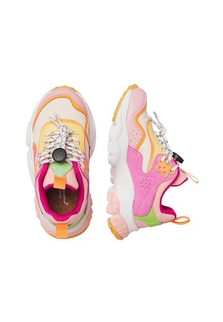 Sneakers en simili cuir et tissus technique doi junior Gris-blanc+Rose-blanc crème 9 - vertbaudet enfant 