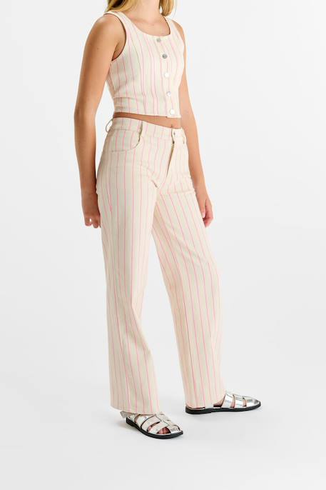 Pantalon droit en jeans tykogi Pink fluo 2 - vertbaudet enfant 