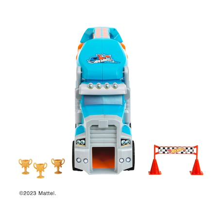 Hot wheels - camion-mallette de transport Bleu et orange 5 - vertbaudet enfant 