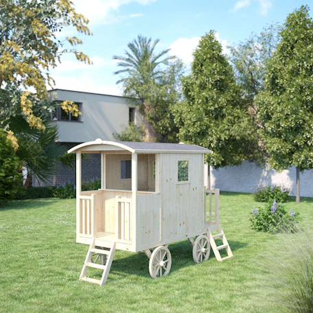 Cabane roulotte en bois sur pilotis pour enfants carry Marron 1 - vertbaudet enfant 