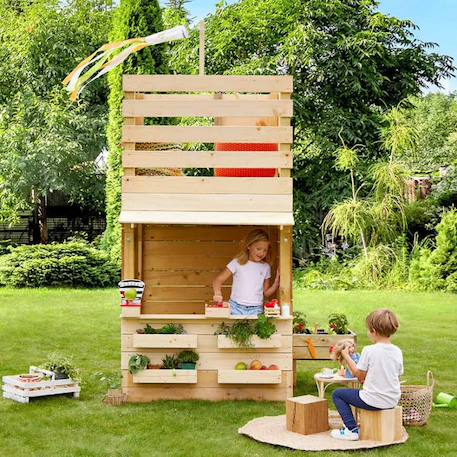 Cabane tour en bois avec comptoir et bac à sable shopping Marron 1 - vertbaudet enfant 