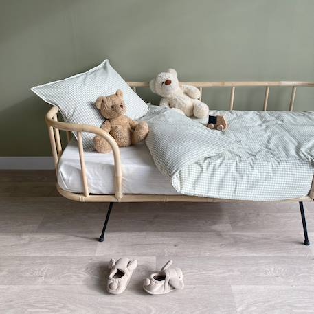 Parure de lit percale coton bio Arc-en-ciel+Beige+Caramel+Forêt+Petit buis+Pois+Sable+Sapins+Vert+Vert sauge 37 - vertbaudet enfant 
