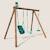 Portique en bois rond 3 agrès avec balançoire bébé et corde disque tiago Marron 1 - vertbaudet enfant 