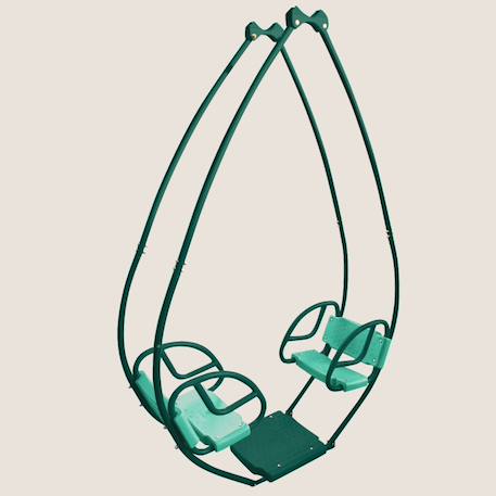 Balancelle face à face double pour portique bois rond Vert olive 2 - vertbaudet enfant 