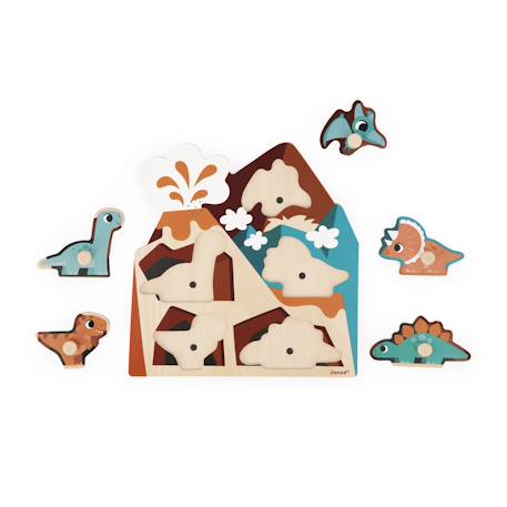 Puzzle sonore en bois les dinossaures 5 pcs Multicolore 4 - vertbaudet enfant 