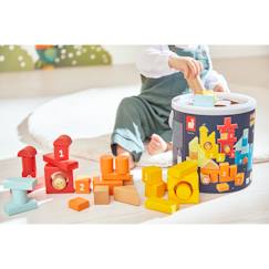 Jouet-Premier âge-Baril de construction 56 pièces en bois