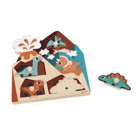 Puzzle sonore en bois les dinossaures 5 pcs Multicolore 6 - vertbaudet enfant 