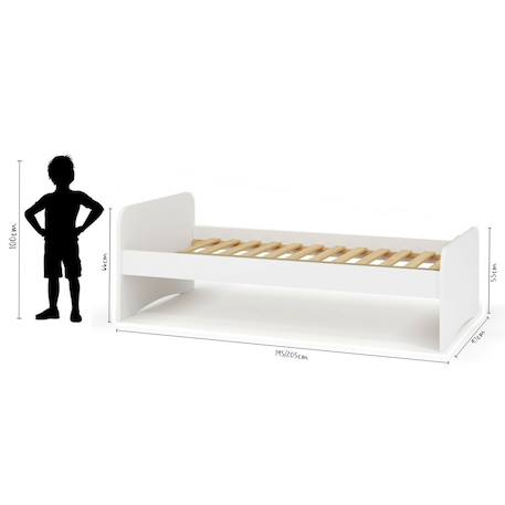 Pack lit avec matelas bois massif talia Blanc+Bois 4 - vertbaudet enfant 