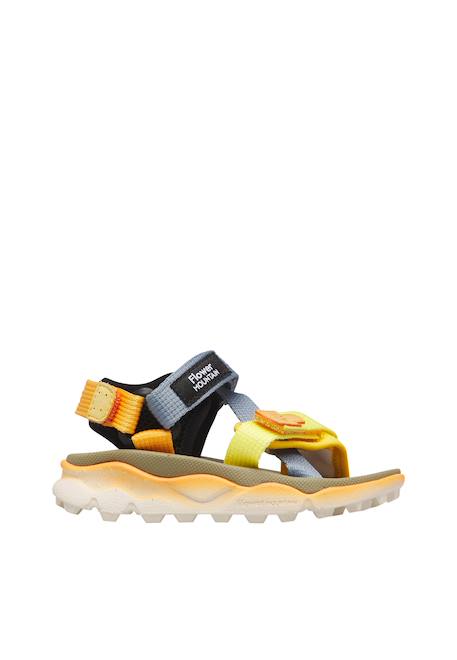 Sandales en simili cuir et tissu nazca 2 junior. Citrouille-vert+Rose poudré-blanc 1 - vertbaudet enfant 
