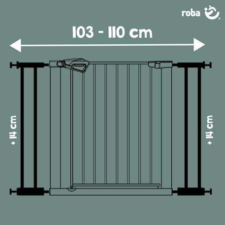 Extension 14 cm pour barrière de sécurité en métal easysafe+ Blanc+Noir 10 - vertbaudet enfant 