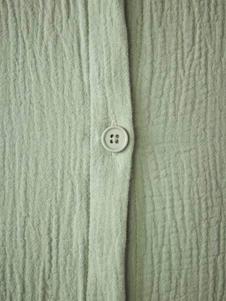 Taie d'oreiller enfant gaze de coton 'gaufrée' Blanc doux+Celadon 6 - vertbaudet enfant 