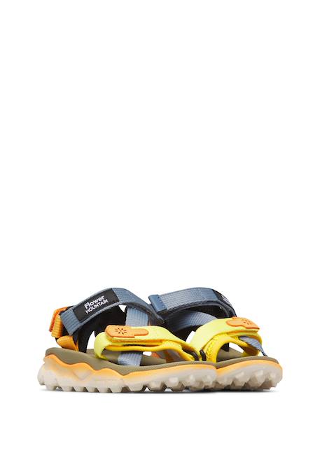 Sandales en simili cuir et tissu nazca 2 junior. Citrouille-vert+Rose poudré-blanc 2 - vertbaudet enfant 