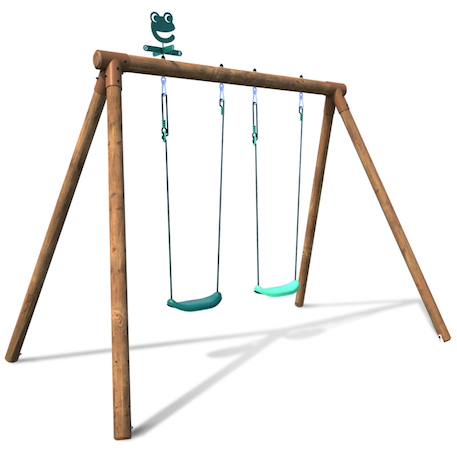 Balançoire en bois traité 2 agrès alizée Marron 4 - vertbaudet enfant 