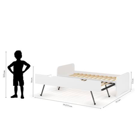 Lit gigogne avec matelas bois massif talia Blanc+Bois 5 - vertbaudet enfant 