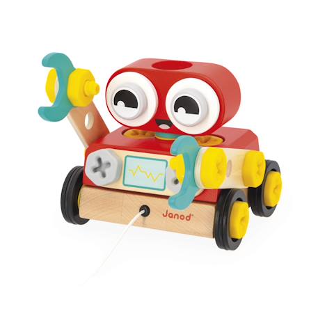 Robot à construire en bois 2 en 1 Rouge 2 - vertbaudet enfant 