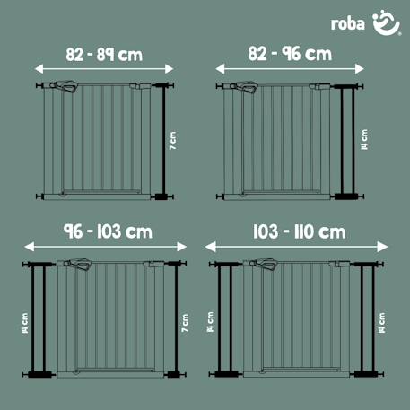 Barrière de sécurité extensible en métal sans perçage easysafe+ Blanc+Noir 10 - vertbaudet enfant 