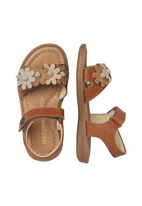 Sandales en cuir nindy Blanc crème+Cognac- 9 - vertbaudet enfant 