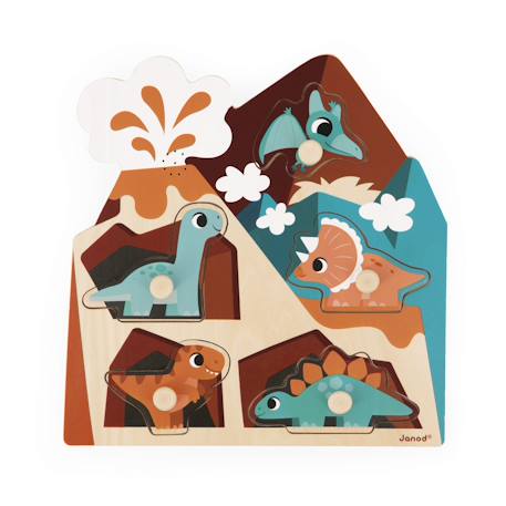Puzzle sonore en bois les dinossaures 5 pcs Multicolore 5 - vertbaudet enfant 