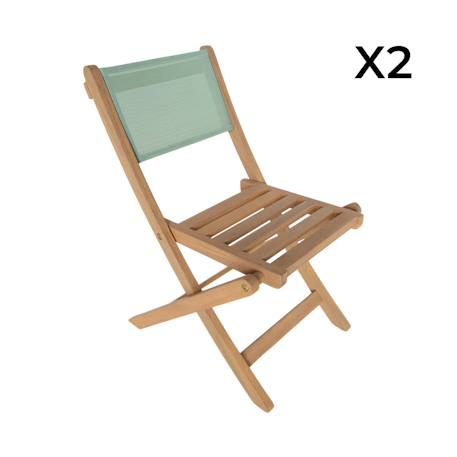 Table de jardin bistrot enfant bois d'acacia + 2 assises - elise Terracotta+Vert de gris 11 - vertbaudet enfant 