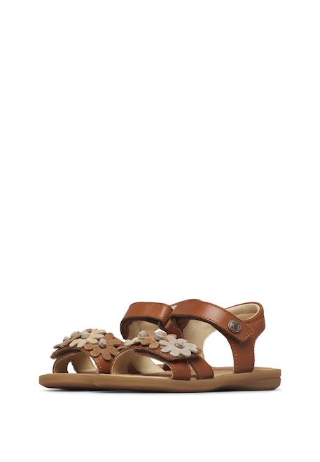 Sandales en cuir nindy Blanc crème+Cognac- 10 - vertbaudet enfant 