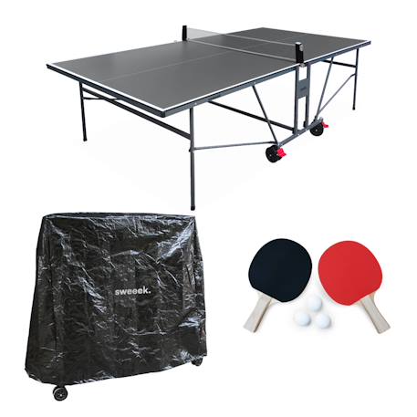 Table de ping pong indoor, avec 2 raquettes et 3 balles, utilisation intérieure + housse en pvc Bleu+Gris 7 - vertbaudet enfant 