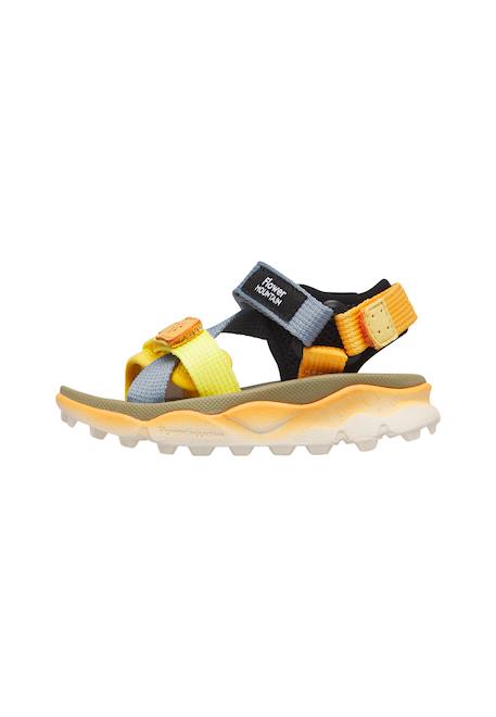 Sandales en simili cuir et tissu nazca 2 junior. Citrouille-vert+Rose poudré-blanc 3 - vertbaudet enfant 