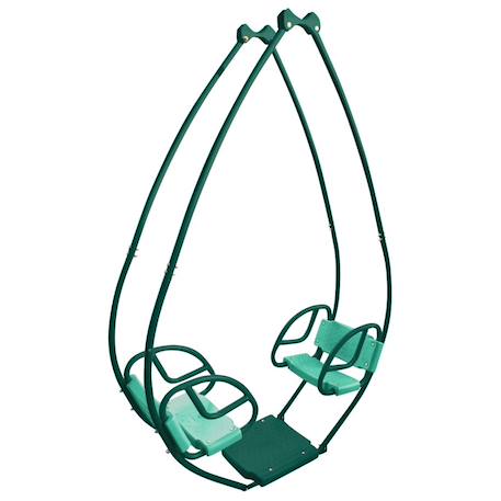 Balancelle face à face double pour portique bois rond Vert olive 3 - vertbaudet enfant 