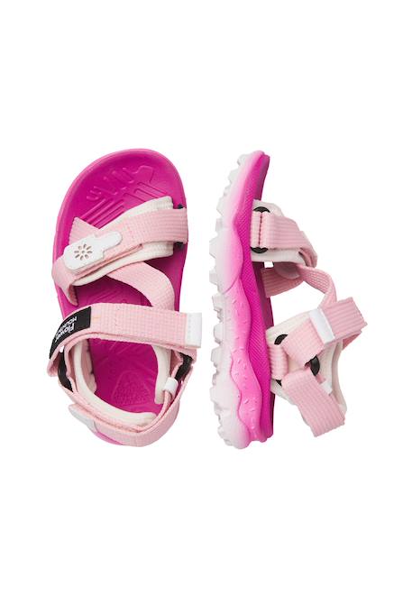 Sandales en similicuir et tissu nazca 2 junior. Citrouille-vert+Rose poudré-blanc 9 - vertbaudet enfant 