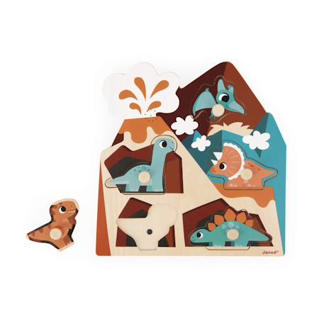 Puzzle sonore en bois les dinossaures 5 pcs Multicolore 3 - vertbaudet enfant 