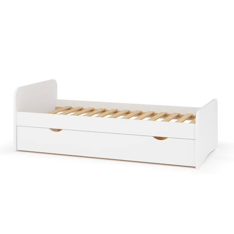 Lit gigogne bois massif talia Blanc+Bois 1 - vertbaudet enfant 