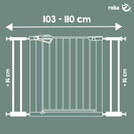 Extension 14 cm pour barrière de sécurité en métal easysafe+ Blanc+Noir 5 - vertbaudet enfant 