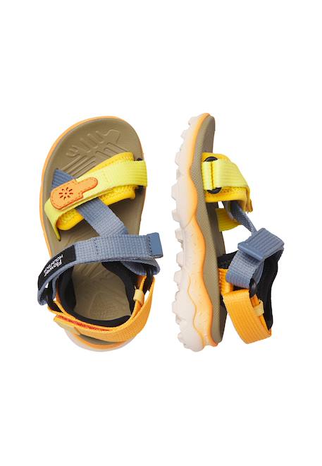Sandales en simili cuir et tissu nazca 2 junior. Citrouille-vert+Rose poudré-blanc 4 - vertbaudet enfant 
