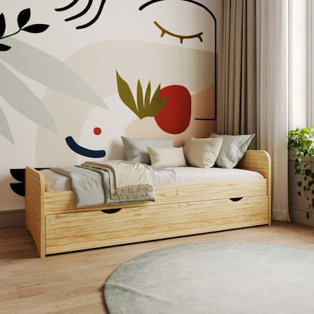 Lit gigogne bois massif talia Blanc+Bois 9 - vertbaudet enfant 