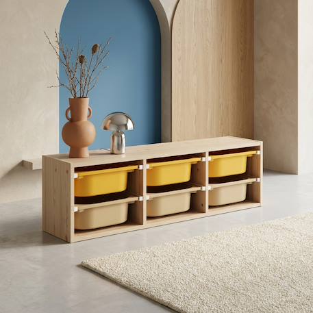 Meuble de rangement pour enfant, 6 bacs en plastique colorés - sora Moutarde+Vert olive 1 - vertbaudet enfant 