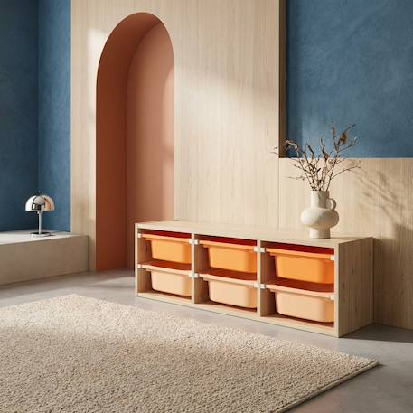 Sora - children's storage unit with 6 storage bins Moutarde+Orange+Vert olive 6 - vertbaudet enfant 
